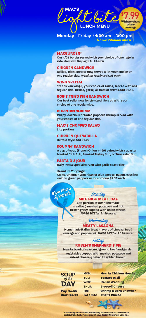 Bonefish Mac's Light Bite Lunch Menu Thumbnail