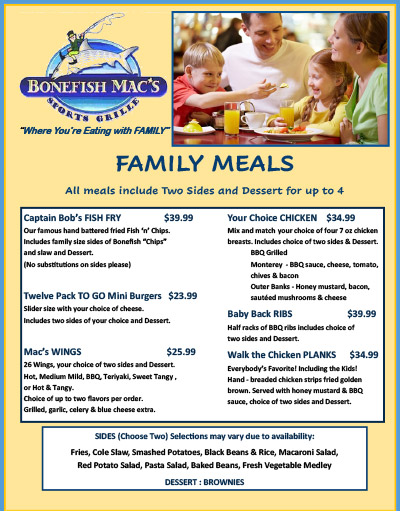 Family Meals Menu